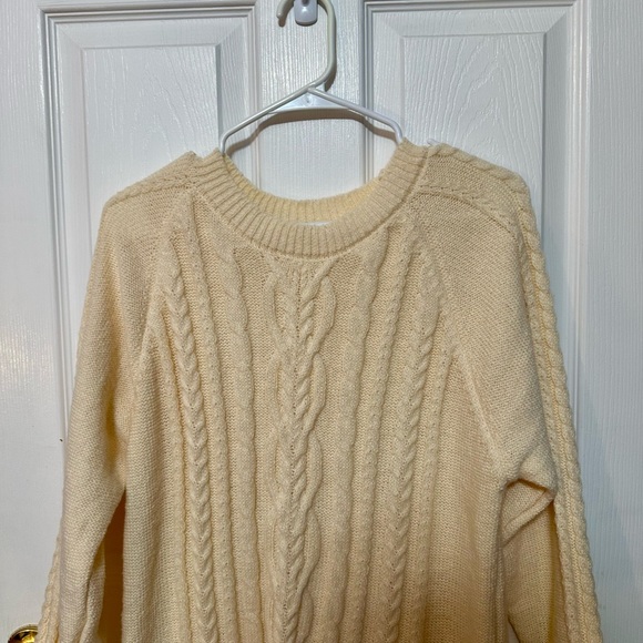 Pink Laura Boutique Cream Cable Knit Sweater Dress With Chiffon Skirt Large - Picture 4 of 5